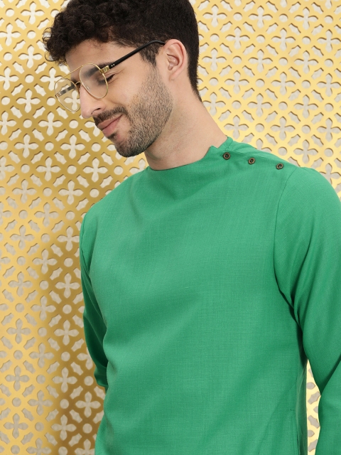 

Ode by House of Pataudi Men Teal Green Solid Roazana Kurta