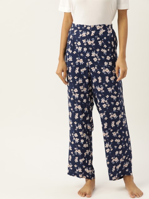 

ETC Women Navy Blue & White Floral Print Lounge Pants