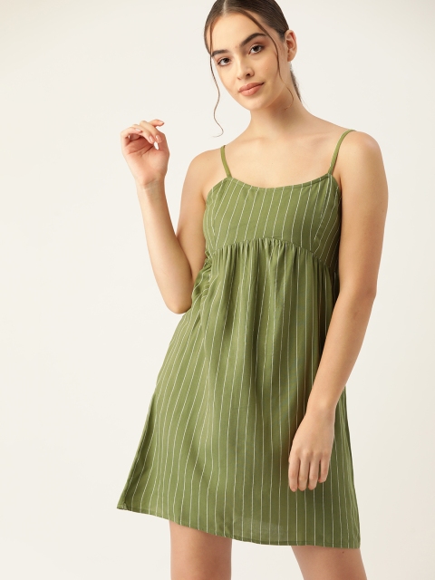 

ETC Women Green & White Striped Nightdress