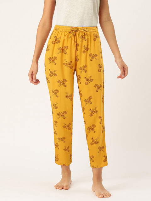 

ETC Women Yellow Floral Printed Lounge Pant