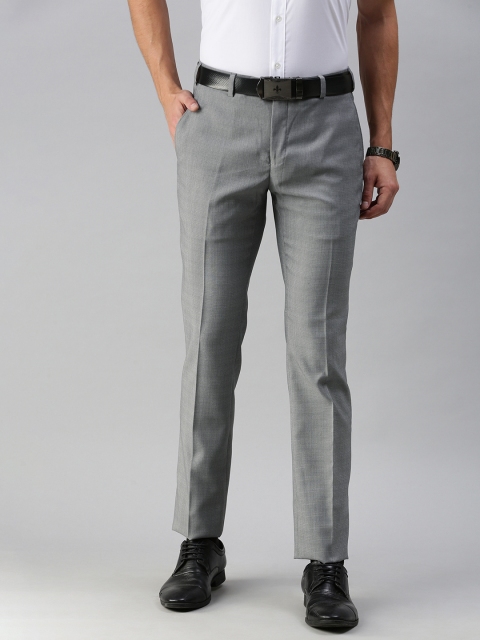 

Raymond Men Grey Checked Slim Fit Formal Trousers