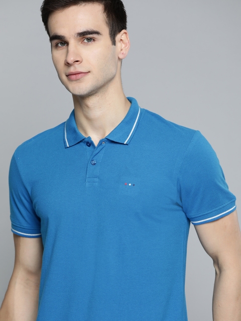 

Harvard Men Blue Solid Polo Collar T-shirt