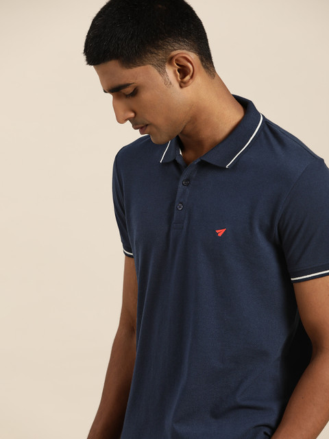

INVICTUS Men Navy Blue Solid Polo Collar T-shirt