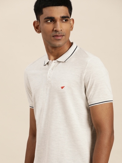 

INVICTUS Men Off White Polo Collar T-shirt