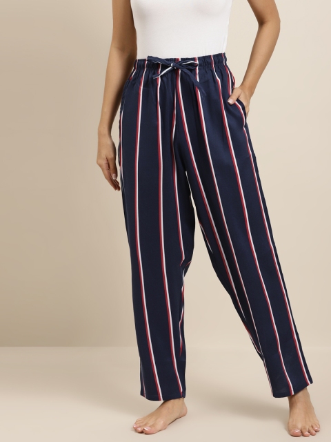 

Hancock Women Navy Blue & White Striped Regular Fit Lounge Pants