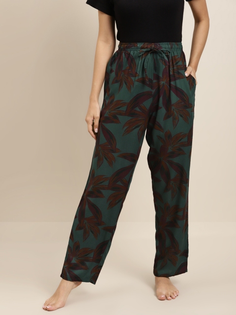 

Hancock Women Green & Maroon Floral Print Lounge Pants