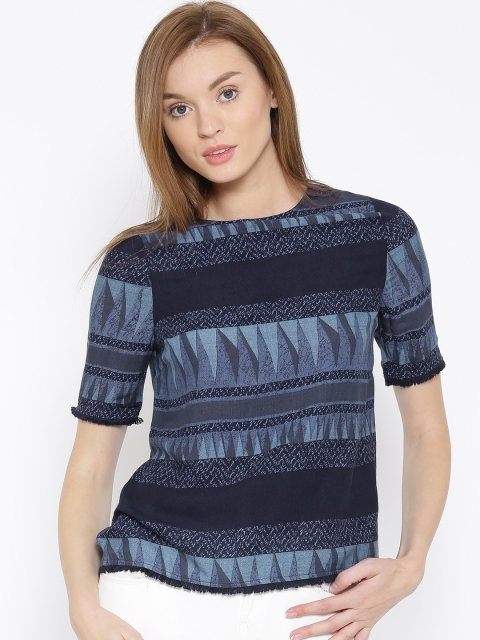 

Vero Moda Navy Printed Top, Navy blue