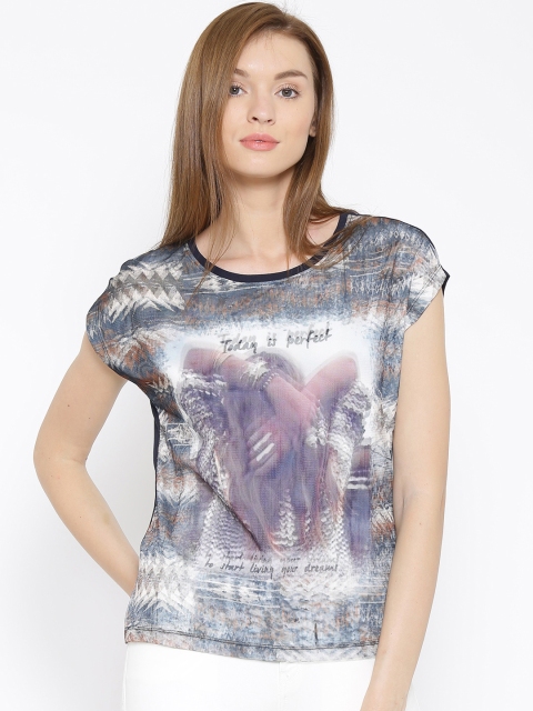 

Vero Moda Navy Printed Top, Navy blue