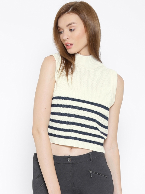 

Vero Moda Off-White & Navy Striped Crop Sweater