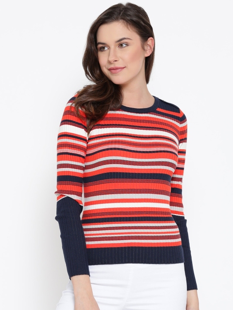 

Vero Moda Orange & Off-White Striped Top