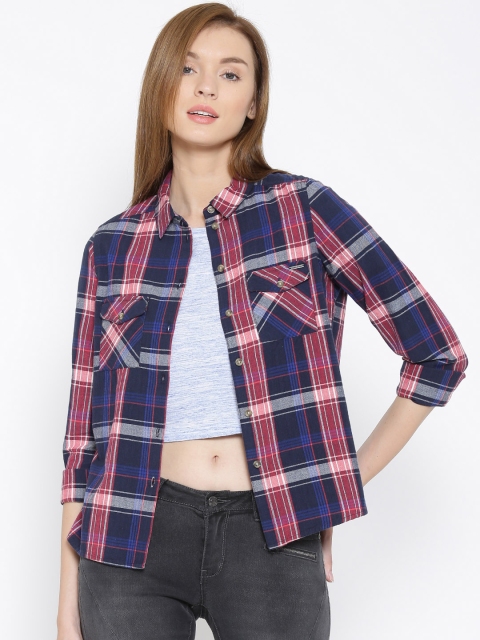 

Vero Moda Navy & Pink Checked Casual Shirt, Navy blue