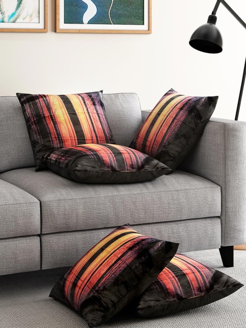 

Alina decor Black Set of 5 Printed 16" x 16" Square Cushion Covers