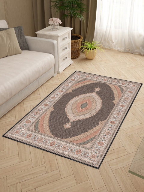 

Status Red & Green Ethnic Motifs Hand-Tufted Silk Rectangular Floor Carpet