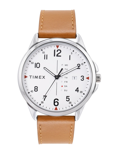 

Timex Men White Dial & Brown Leather Straps Analogue Watch TWEG16511