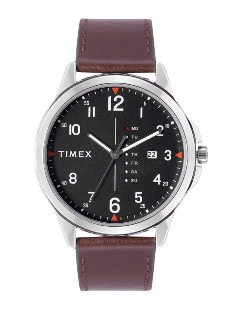 

Timex Men Black Leather Straps Analogue Watch TWEG16515