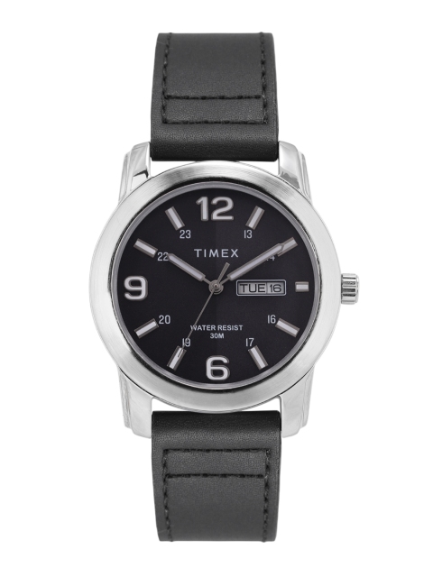 

Timex Men Black Leather Analogue Watch TWEG15311