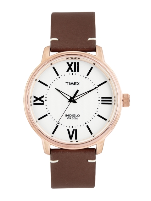 

Timex Men White Leather Analogue Watch TWEG18306