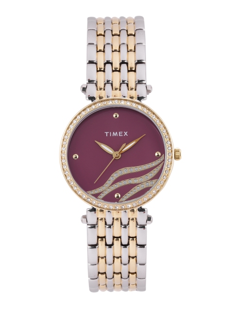 

Timex Women Purple Dial & Gold-Toned Straps Analogue Watch TW0TL9602