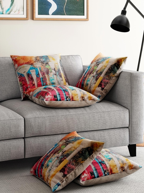 

Alina decor Multicoloured Set of 5 Printed 16" x 16" Square Cushion Covers, Multi
