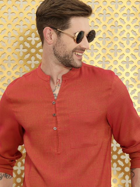 

Ode by House of Pataudi Men Orange Kurta