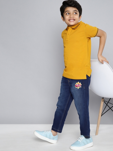 

HERE&NOW Boys Navy Blue Heavy Fade Applique Stretchable Jeans