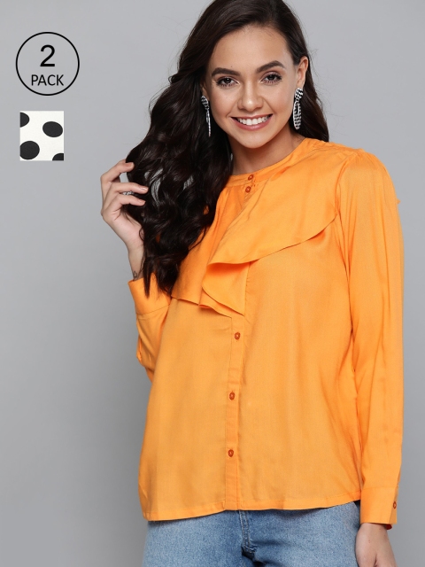 

HERE&NOW Women Orange & White Pack of 2 Tops