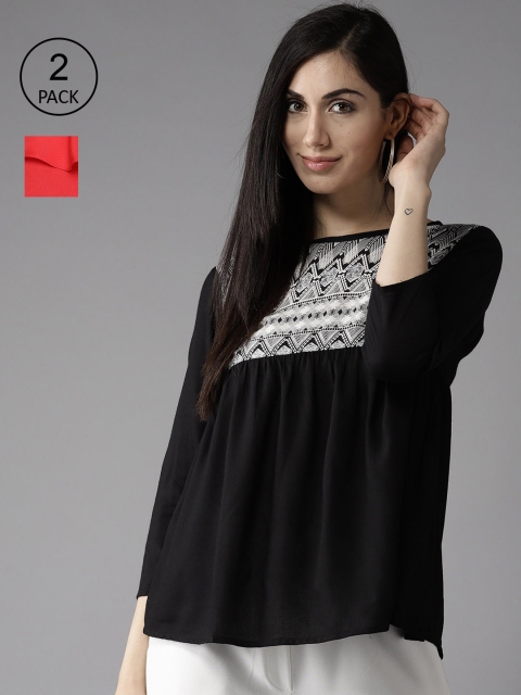 

HERE&NOW Women Black & Red Pack of 2 Tops