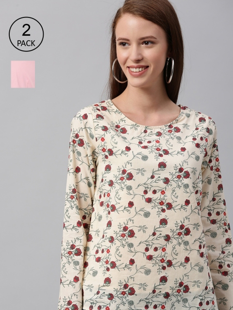 

HERE&NOW Women Beige & Pink Pack of 2 Tops