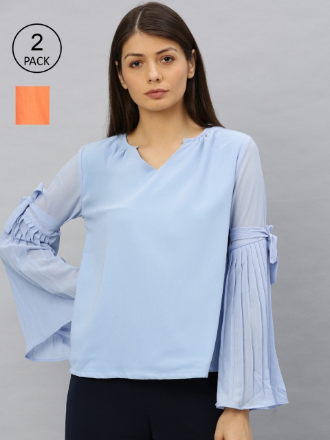 

HERE&NOW Blue & Orange Women Pack of 2 Tops