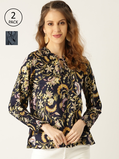 

Moda Rapido Women Navy Blue Pack of 2 Tops