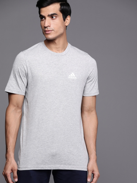 

ADIDAS Men Grey Melange Solid Pure Cotton Sustainable T-shirt