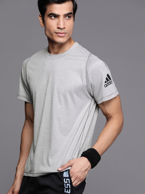 

ADIDAS Men Grey Melange Solid Sports Inspired Ultimate Tee