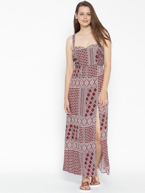 

FOREVER 21 Women Maroon Printed Maxi Dress