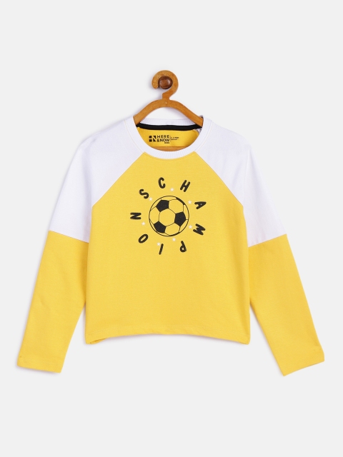 

HERE&NOW Boys Yellow Printed Pure Cotton Sweatshirt