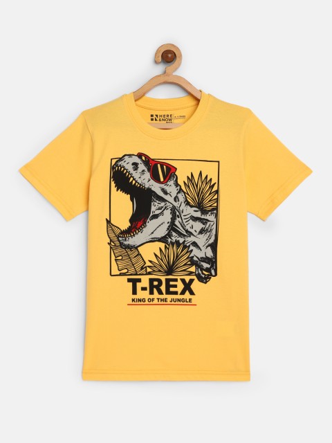 

HERE&NOW Boys Yellow Printed Cotton T-shirt