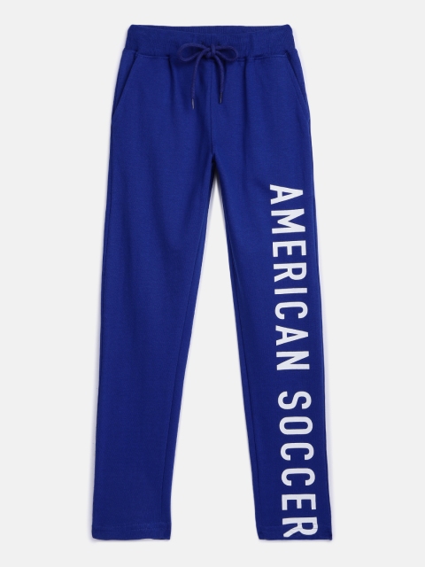 

HERE&NOW Boys Navy Blue Typography Printed Pure Cotton Trackpants