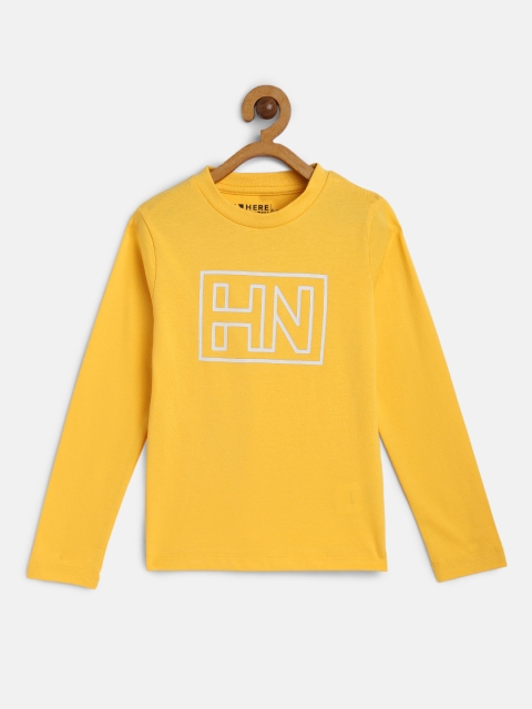 

HERENOW Boys Yellow Printed Pure Cotton T-shirt