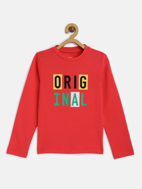 

HERENOW Boys Red Printed Pure Cotton T-shirt