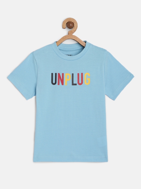 

HERENOW Boys Blue Solid Pure Cotton T-shirt