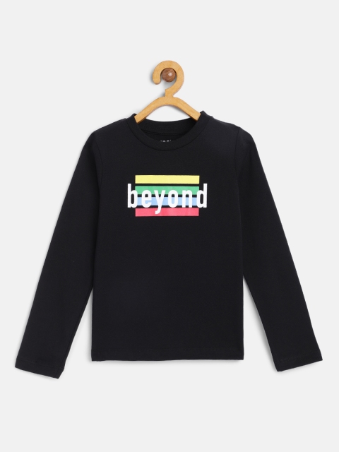 

HERE&NOW Boys Black Printed Pure Cotton T-shirt