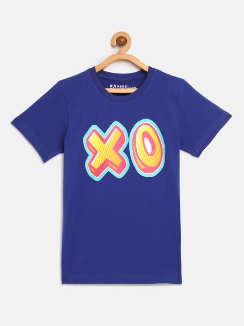 

HERENOW Boys Navy Blue Cotton Typography Printed Regular Fit Pure Cotton T-shirt