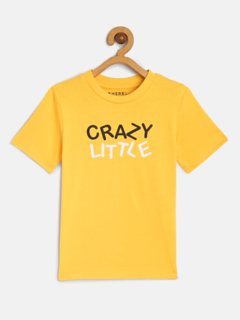 

HERENOW Boys Yellow Cotton Typography Printed Regular Fit Pure Cotton T-shirt
