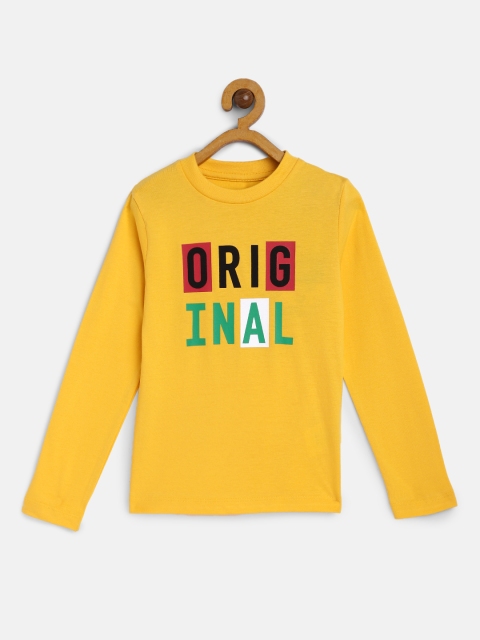 

HERENOW Boys Yellow Printed Pure Cotton T-shirt
