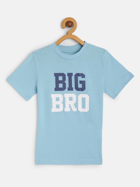 

HERENOW Boys Blue Cotton Typography Printed Regular Fit Pure Cotton T-shirt