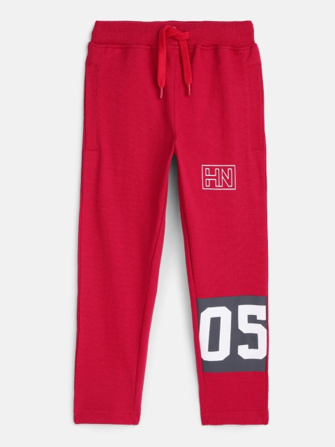

HERE&NOW Boys Red Printed Pure Cotton Regular Fit Joggers