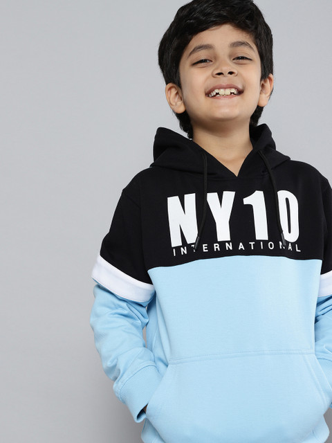 

HERE&NOW Boys Blue Printed Hooded Sweatshirt
