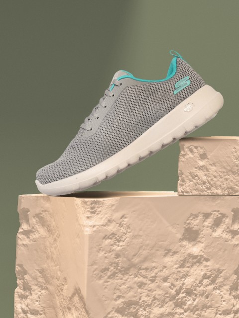 

Skechers Women Grey & Light Blue Laser Cut Go Walk Joy Sneakers