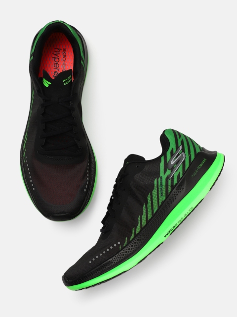 

Skechers Men Black & Green GO Run Razor Excess Running Shoes