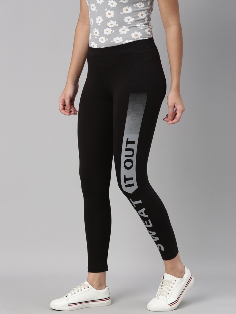 

abof Women Black Printed Ankle Length Leggings