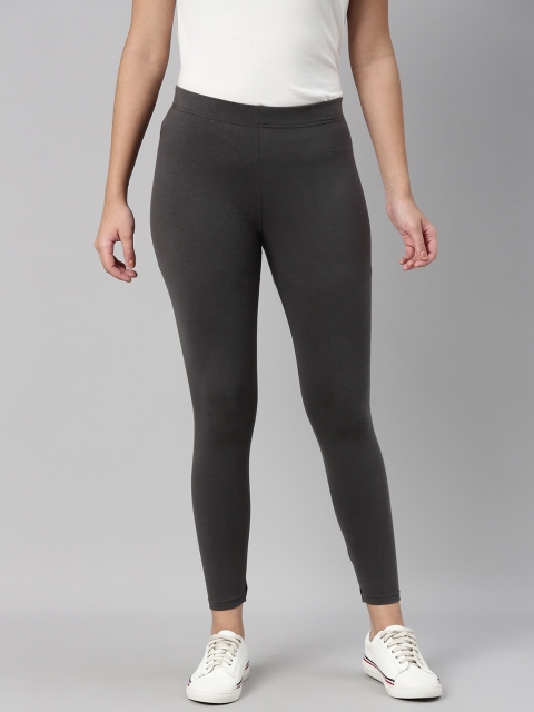 

abof Women Charcoal Grey Solid Ankle Length Leggings